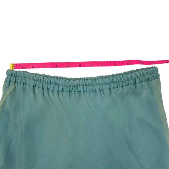 Lea Womens Vintage 90s Y2K Silk Aqua Fairy Gauze Maxi Skirt Sz M - Picture 9 of 11